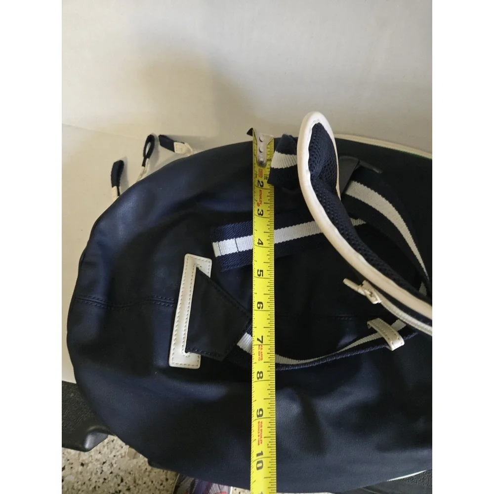 Tory Burch Sport Tennis Racquet Tote Meesenger Bag Blue White Adj Strap Compart